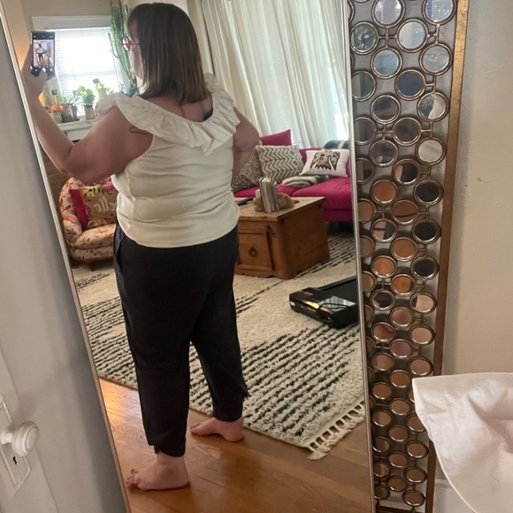 Anthropologie ribbed navy tapered ankle casual pants in 2X - Picture 4 of 10